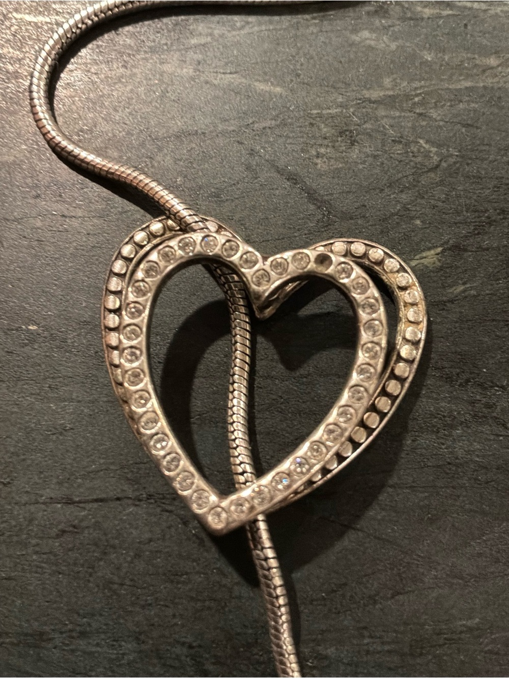 Brighton Double Silver Heart Pendant